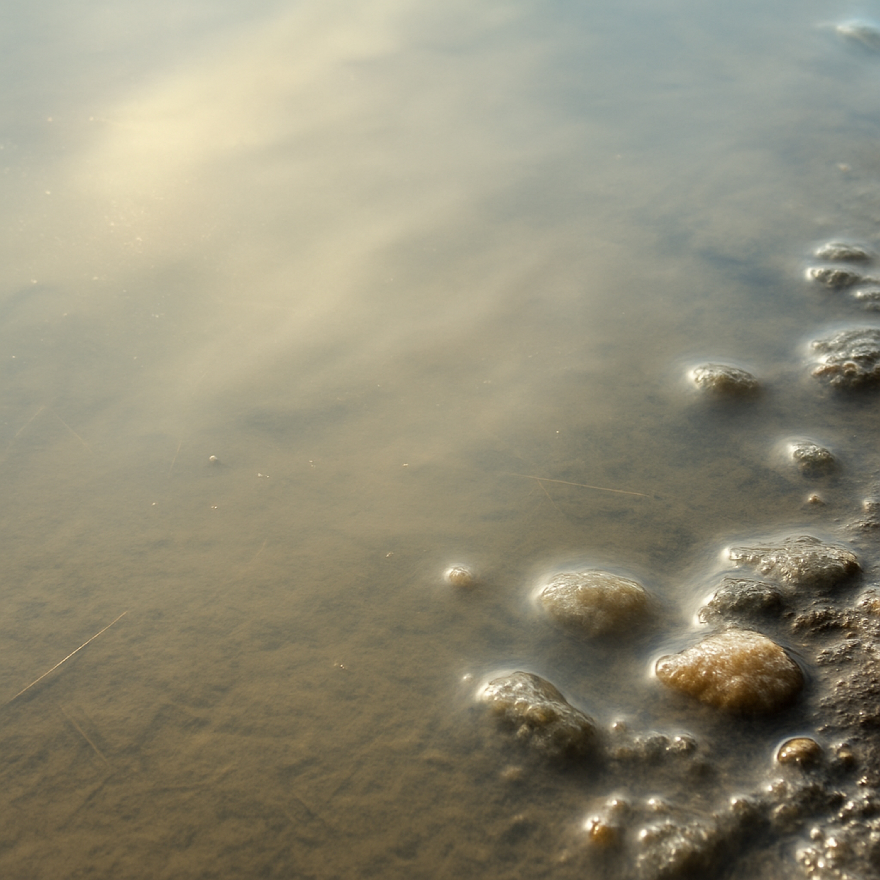 Water en stenen in zacht licht